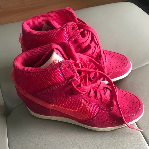 hot pink wedge sneakers